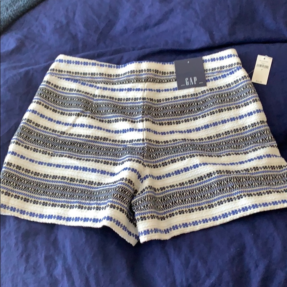 Gap Greek Stripe Woven High Waist Side Zip Shorts 8 NWT